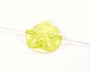 Transparente Acrylperlen, gelb, rund flach, gewellt, 27mm