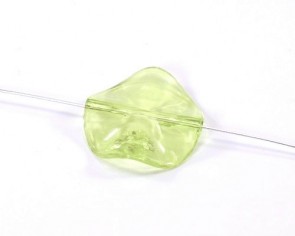 Bastelperlen, Acrylperlen, transparent hellgrün, flach rund gewellt, 27mm