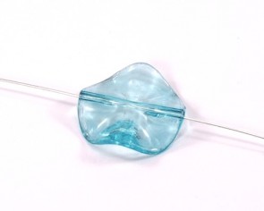 Bastelperlen, Acrylperlen, transparent hellblau türkis, flach rund gewellt, 27mm