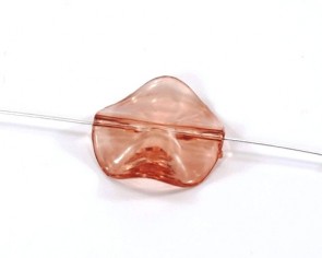 Bastelperlen, Acrylperlen, hellbraun transparent, flach rund gewellt, 27mm