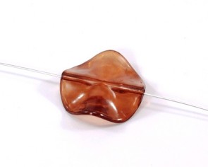 Bastelperlen, Acrylperlen, braun transparent, flach rund gewellt, 27mm