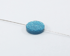 Kunstharzperlen, Scheiben, türkis metallic, 18 mm, 3 Perlen