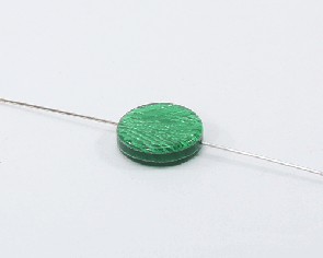 Kunstharzperlen, Scheiben flach rund, smaragdgrün metallic, 18 mm, 3 Perlen