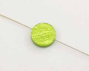 Kunstharzperlen, Scheiben flach rund, hellgrün metallic, 18 mm, 3 Perlen