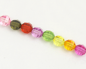 Transparente Acrylperlen, Bastelperlen Mix, rund facettiert, 10 mm, 50 Perlen