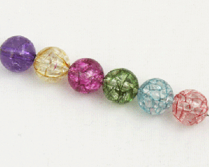 Transparente Acrylperlen, rund, crackle, 12 mm, Farbmix, 20 Stk.