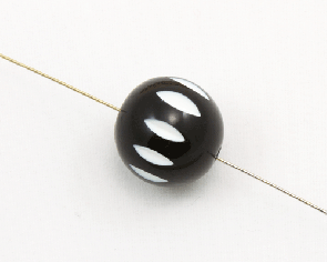 Kunstharz Perlen, rund, 22 mm, schwarz, weisse Kerben