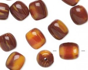 Kunstharz Perlen, Tonne, 20 x 17 mm, rot-gelb marmoriert, 6 Stk.