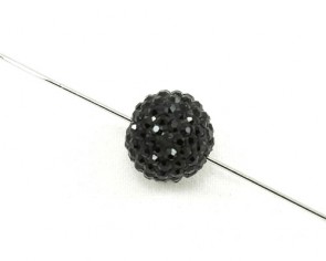 Strass-Perlen, Shamballa Perlen, rund, schwarz, 12 mm, 1 Perle