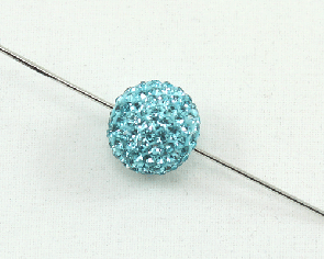 Strassperlen, Shamballa Perlen, rund, türkis, 10 mm, 3 Perlen