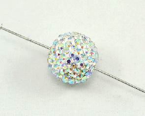 Strassperlen, Shamballa Perlen, rund, weiss AB, 16 mm, 1 Perle