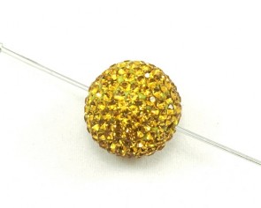 Strassperlen, Shamballa Perlen, rund, gold, 16 mm, 1 Perle