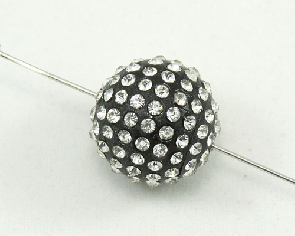 Strass-Perlen, rund, schwarz, 20 mm
