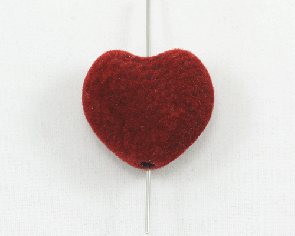 Herz-Perlen, Chanee-Perlen, samtig rot, 25 mm, 3 herzförmige Bastelperlen