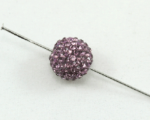 Strassperlen, Shamballa Perlen rund, lila, 10 mm, 3 Strasskugeln