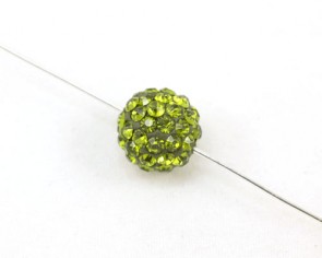 Strassperlen, Shamballa Perlen, rund, olivgrün, 10 mm, 3 Strasskugeln