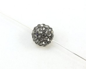 Strassperlen, Shamballa Perlen, rund, silber-grau, 10 mm, 3 Strasskugeln