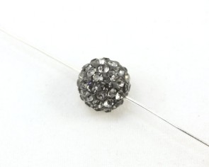Strassperlen, Shamballa Perlen, rund, silber-grau, 10 mm, 3 Strasskugeln
