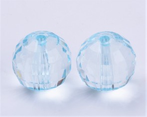 Transparente Acrylperlen, Bastelperlen, rund facettiert, 8mm, türkis, 100 Perlen