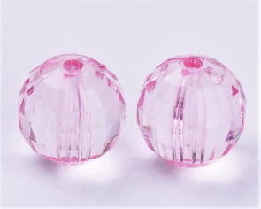 Transparente Acrylperlen, Bastelperlen, rund facettiert, 8mm, rosa, 100 Perlen