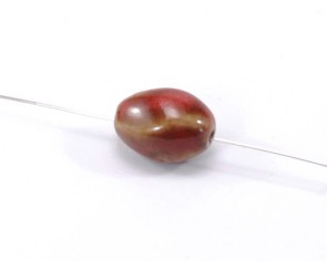 Keramik-Perlen, oval gedreht, rot / braun, 20 x 12 mm, 5 Stk.