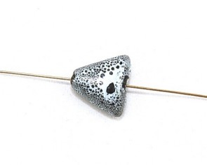 Porzellan Perlen, Dreieck, grau-weiss, 17 mm, 5 Perlen