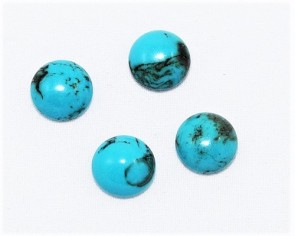 Stein Cabochons, Türkis, rund, 10 mm, 2 Stk.