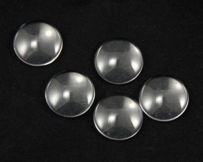 Glas-Cabochons, 20 mm rund, klar transparent, 10 Cabochons