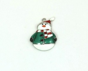 Charms Schmuck-Anhänger, ermaillierter Schneemann, versilbert, 25x19 mm, 1 St
