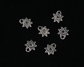 Charms Schmuckanhänger Stern, antik silber, 12x13mm, 10 Stk
