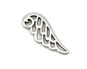 Schmuckanhänger, Metallanhänger, Engelsflügel, silberfarbig, 24 x 9.5 mm, 10 Flügel