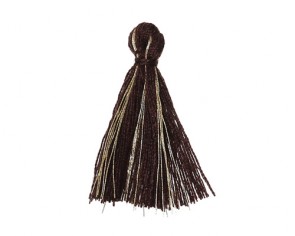 Mini Schmuckquasten, Baumwolle, dunkelbraun-gold, 25mm, 3 Quasten