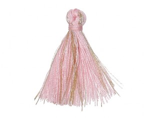 Mini Schmuckquasten, Baumwolle, rosa-gold, 25mm, 3 Quasten