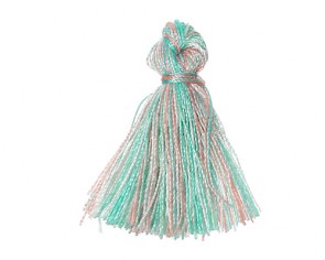 Mini Schmuckquasten, Baumwolle, mint pastell Farbmix, 25mm, 3 Quasten