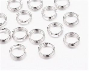 Spaltringe, Schmuckösen, Doppelringe, silber-/platinfarbig, 6mm, 100 Stk.