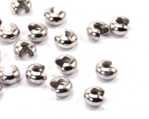 Quetschperlen-Abdeckperlen, platinfarbig, 4 mm, 20 Stk.