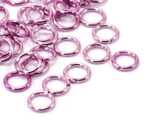 Biegeringe, Schmuckösen, 8mm, violett / lila, offen, Aluminium, 50 Stk.