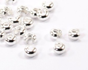 Quetschperlen-Abdeckperlen, Kaschierperlen silber, 4 mm, 100 Stk.