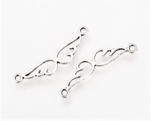 Schmuckverbinder, Engelsflügel, antik silberfarbig, 30 x 6mm, 10 Stk.