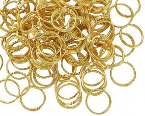 Spaltringe, Schmuckösen, Doppelringe, goldfarbig, 6 mm, 100 Stk.