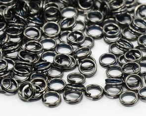 Spaltringe, Schmuckösen, Doppelringe, schwarz / anthrazit, 6 mm, 100 Stk.