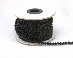 Schmuckkordel, Rocailleschnur, Rocaillekette, 6mm, schwarz, Meterware
