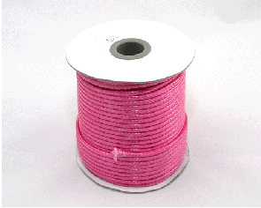 Schmuckkordel, Polyesterkordel, 3mm, pink geflochten gewachst, 2m