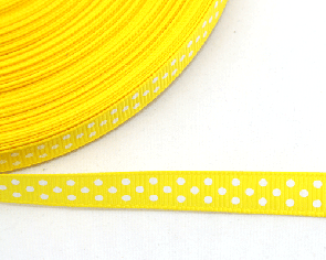 Ripsband 10 mm gelb mit weissen Punkten, 5 m
