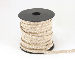 Schmuckband Meterware, Wildlederband Imitation für Nietenarmbänder, creme beige hell-braun, 5 mm, 1m