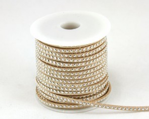 Schmuckband Meterware, Wildlederband Imitation für Nietenarmbänder, hellbraun - beige, 3 mm, 1m