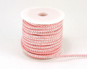 Schmuckband Meterware, Wildlederband Imitation für Nietenarmbänder, rosa, 3 mm, 1m