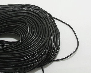 Lederband, Lederkordel am Meter, 1 mm, schwarz, 2 m