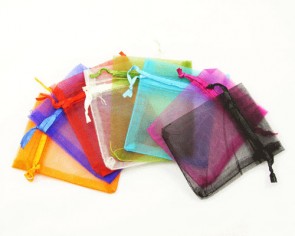 Organzabeutel Mix, Organzasäckchen 7 x 9 cm, bunt assortiert, 25 Stk.