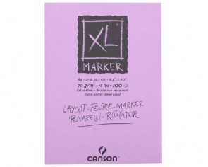 Canson XL Marker Papier, Skizzen- und Studienblock, DIN A4, 70 g/m², extra-weiss, 100 Blatt